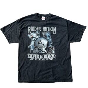 Vtg Raiders Tshirt NFL Alstyle Y2K XL Warren Sapp Cartoon Silver & Black Attack